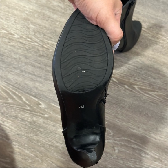 IMPO Faux Leather Black Heeled Boots with Silver Accent Down Back - Picture 5 of 15